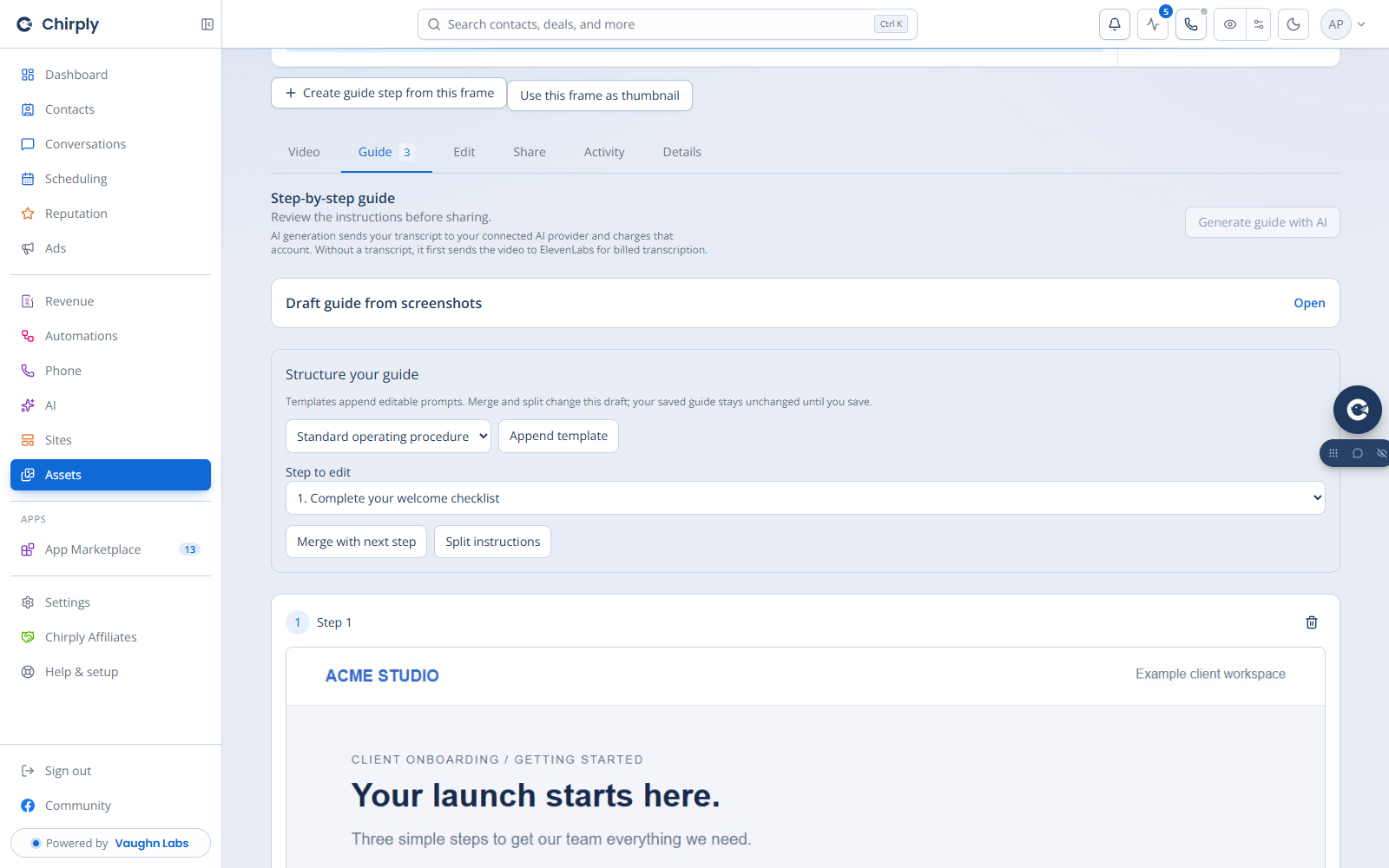Create a guide in Chirply Capture